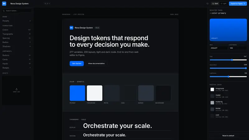 BrandHop UI token editor with brandbook preview